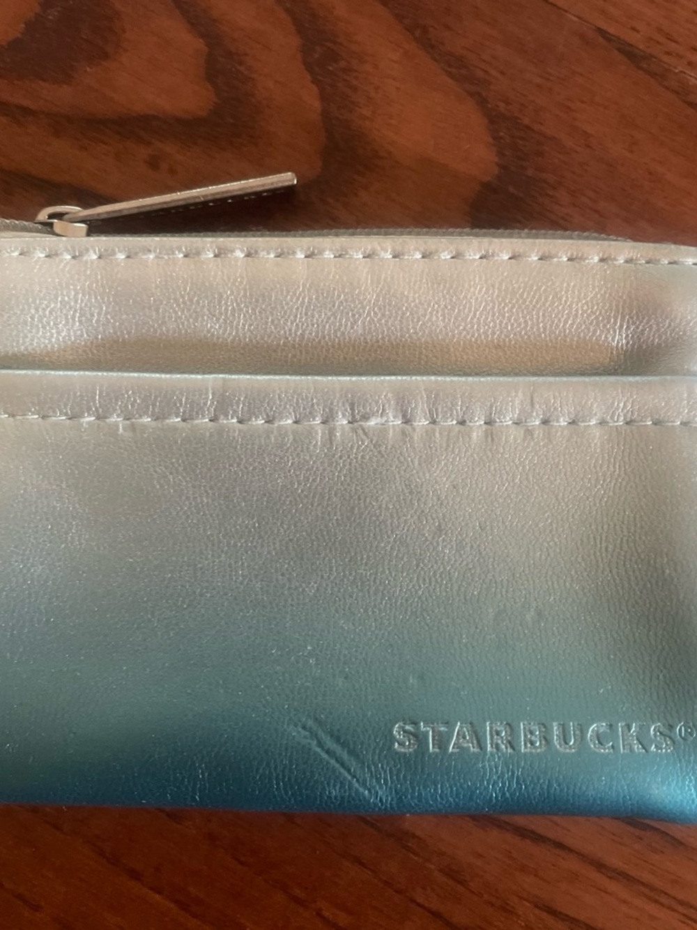 Starbucks Metallic Silver Card Zip Wallet
